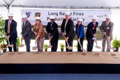 L to R: Lockheed Martin Director Justin Routon; Lockheed Martin Vice President Brian O&rsquo;Connor; City of East Camden Mayor Angie McAdoo; Camden Mayor Julian Lott; Lockheed Martin Vice President GD Woods; Lockheed Martin Vice President Gaylia Campbell; Arkansas Economic Development Commission Executive Director Mike Preston; and Executive Director Ouachita Partnership for Economic Development James Lee Silliman officially break ground on the new Long Range Fires Production facility.