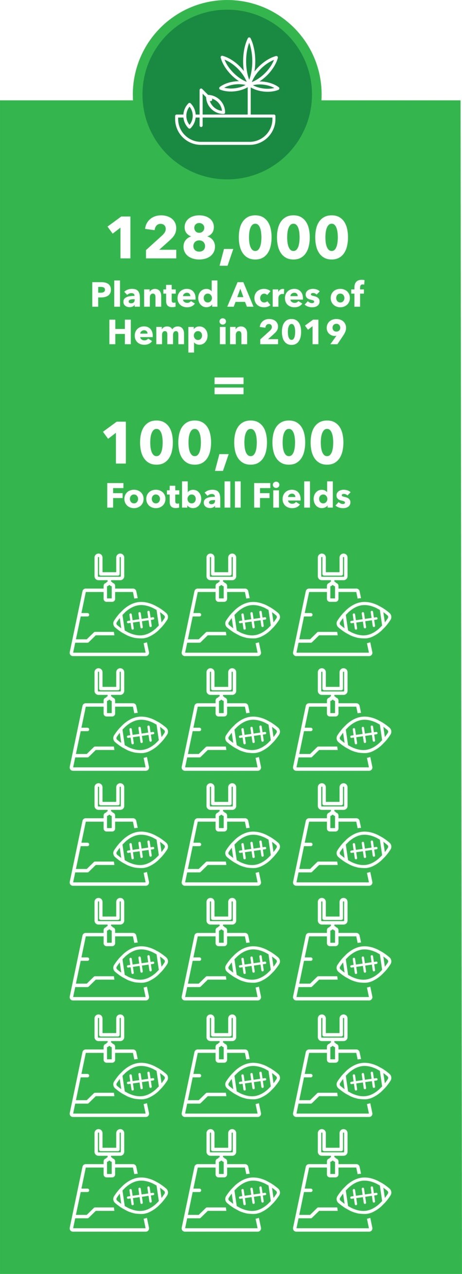 128,000 Acres of Hemp Planted in the US in 2019 Equivalent to 100,000 Football Fields