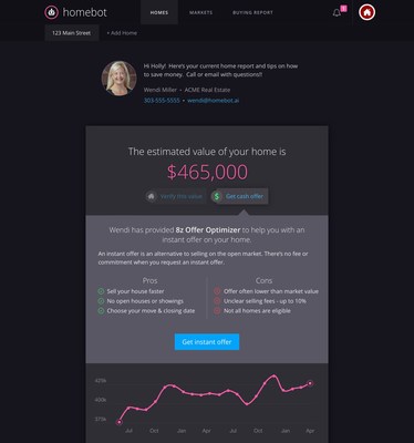 Homebot releases iBuyer feature to enable homeowners to consider instant cash offers with their real estate agent.