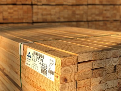 Stacks of Southern pine 2x4’s are readied for transport at the shipping docks at Georgia-Pacific’s sawmill in Gurdon, Ark.  GP announced a two-year, $70 million upgrade to its plywood and lumber operations in Gurdon.  The two facilities have nearly 700 employees.