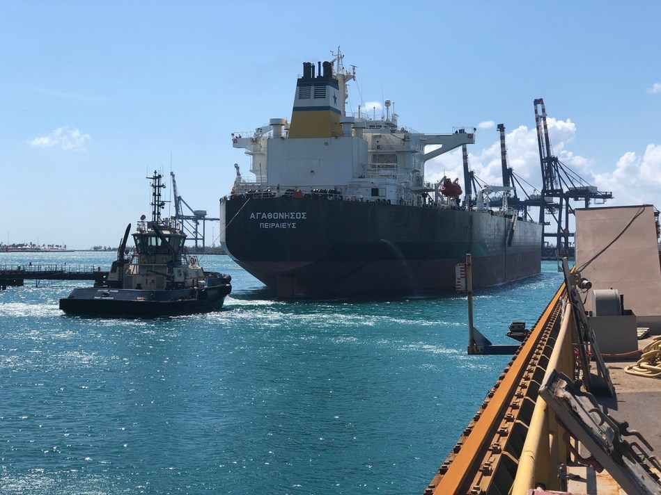 Grand Bahama Shipyard welcomes its first commercial vessel, the Agathonissos owned by Greece-based Eletson, after resuming operations following Hurricane Dorian.