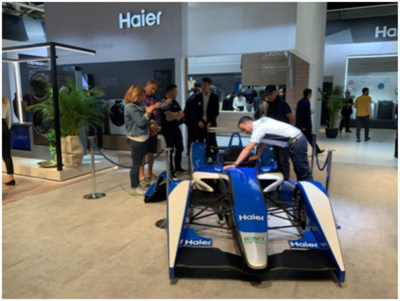 A Haier direct-drive formula car displaying at IFA 2019.