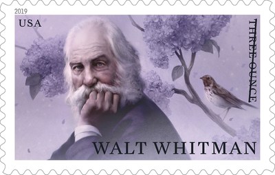 The U.S. Postal Service honors Walt Whitman with a new stamp on sale today nationwide.