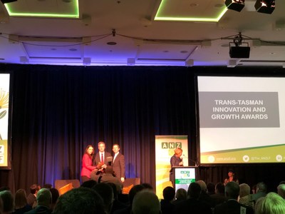 Kazia CEO, Dr James Garner with New Zealand Prime Minister, Jacinda Ardern and Australian Minister for Trade, Tourism and Investment, Simon Birmingham.