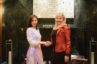 Excella Chong, Organizing Chairperson of IMVAF, and Jackie Holliday, Rising American Fashion Designer.