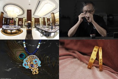 From top left (clockwise) 1. Shanghai Kimberlite flagship store. 2. Principal craftsman from Shenzhen Xingguangda Jewelry at work. 3. Wedding bands from Shenzhen Future Wisdom. 4. BOJEM coloured gemstone jewellery collection