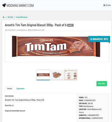 Another listing for Tim Tams on Mooningmarket.com