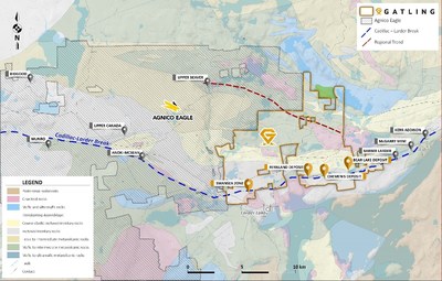 Figure 1. Larder Gold Project showing deposits and prospects with regional gold trends (CNW Group/Gatling Exploration Inc.) Figure 1. Larder Gold Project showing deposits and prospects with regional gold trends (CNW Group/Gatling Exploration Inc.)