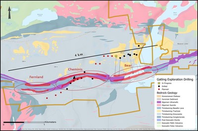 Figure 2. Drill plan map with three main mineralized zones at the Larder Gold Project (CNW Group/Gatling Exploration Inc.) Figure 2. Drill plan map with three main mineralized zones at the Larder Gold Project (CNW Group/Gatling Exploration Inc.)
