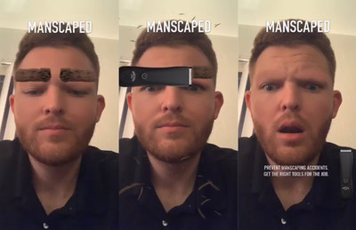 Manscaped's AR Lens on Snapchat, which displays what users look like when they accidentally shave off their eyebrows.
