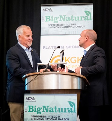 Mark LeDoux of Natural Alternatives International, Inc. receives NPA's 2019 Novel Ingredient and Science Award for CarnoSyn®. Photo Credit: Natural Products Association