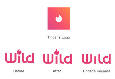 This is how Wild's logo will look like according to Tinder's request.