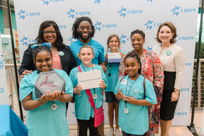 C Spire and the Mississippi Children's Museum are teaming up once again to host the C3 Jr. coding challenge on Sept. 19 for elementary age children from 15 public and private schools in the Magnolia state. Above, C Spire and MCM officials celebrate with members of the 2018 first place team from Madison Crossing Elementary School in Canton, Mississippi.