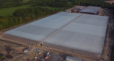 Aerial view of TGOD’s Valleyfield site, the world’s largest certified organic cannabis cultivation facility. (CNW Group/The Green Organic Dutchman Holdings Ltd.)