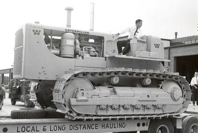 DeWitt Thompson III unloading a Cat D8 dozer. DeWitt Thompson III unloading a Cat D8 dozer.
