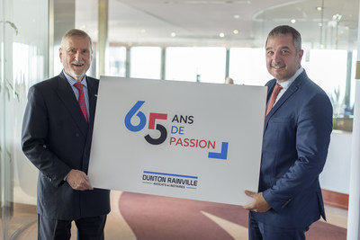 Lawyers Jean-Jacques Rainville and Yanick Tanguay, President and Vice-President of the Board respectively, proudly present the logo specifically designed for the cabinet's 65th anniversary. (CNW Group/Dunton Rainville S.E.N.C.R.L.)
