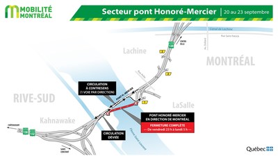 Contresens pont Honor-Mercier, fin de semaine 20 septembre (Groupe CNW/Ministre des Transports)