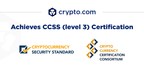Crypto.com Achieves Cryptocurrency Security Standard (Level 3) Compliance