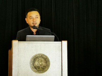 Ctrip Chairman James Liang (above) speaks at Stanford China Economic Forum 2019