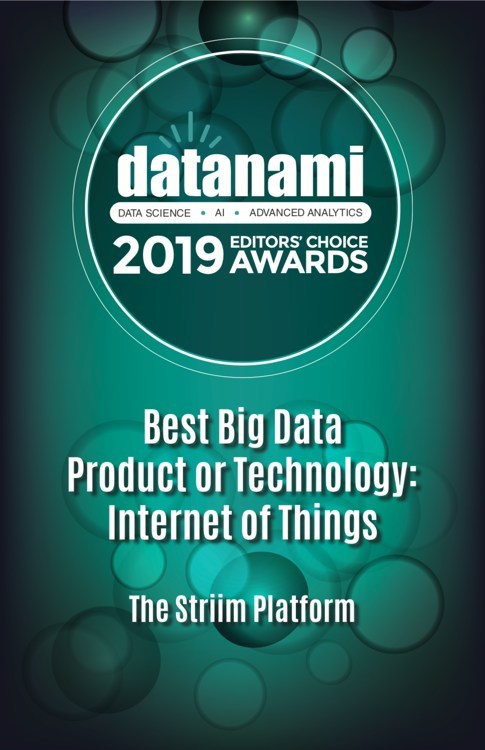 Striim Recognized as a Datanami Readers' and Editors' Choice Awards Winner for Best IoT Technology